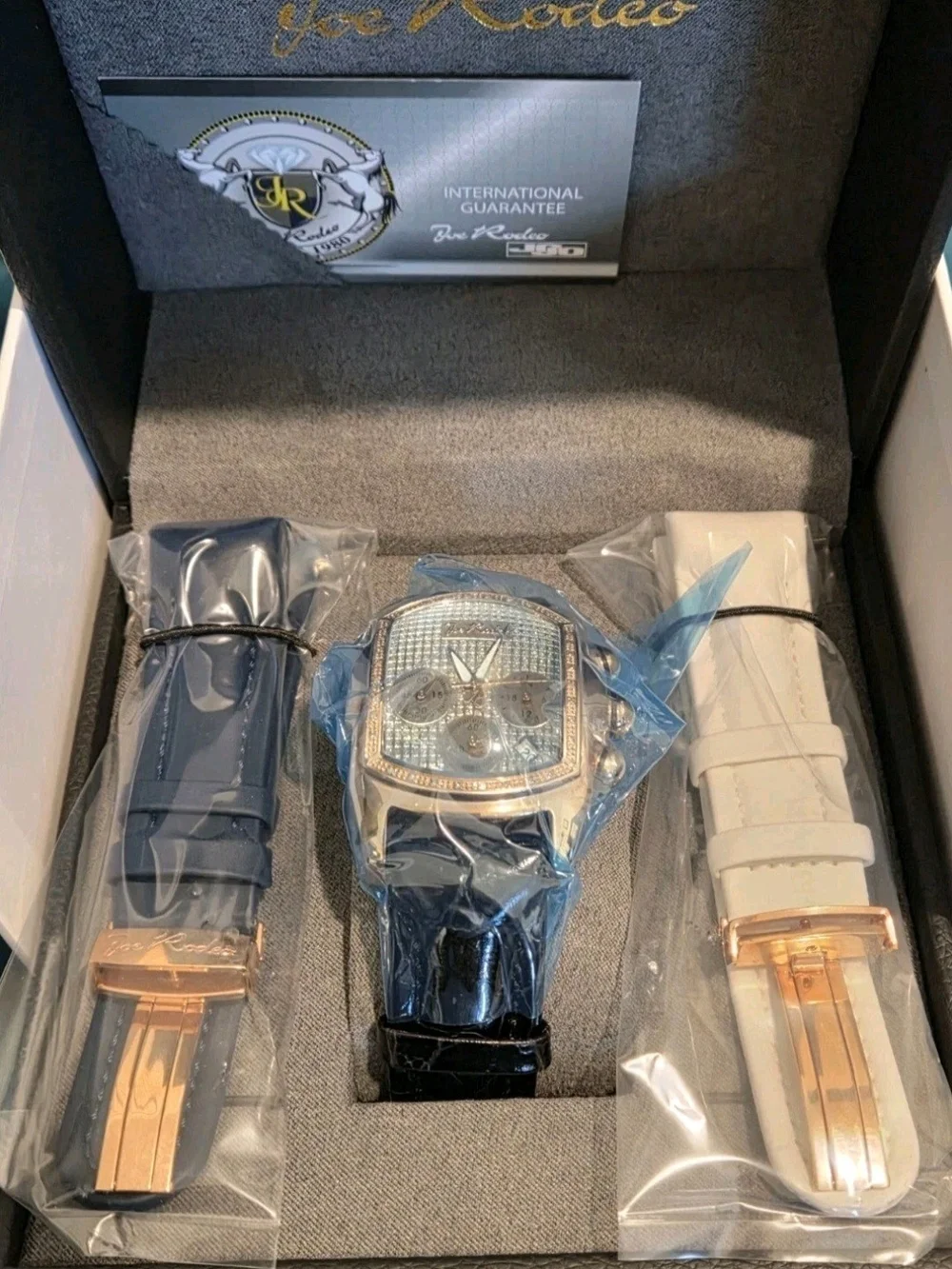 Joe Rodeo King Diamond Watch | Rare Rectangular Bubble face | Rose Gold w BOX